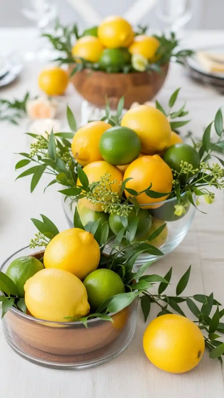 17 Fresh & Fun Citrus Themed Party Inspirations 7 3. Lemon and Lime Centerpiece Bowls