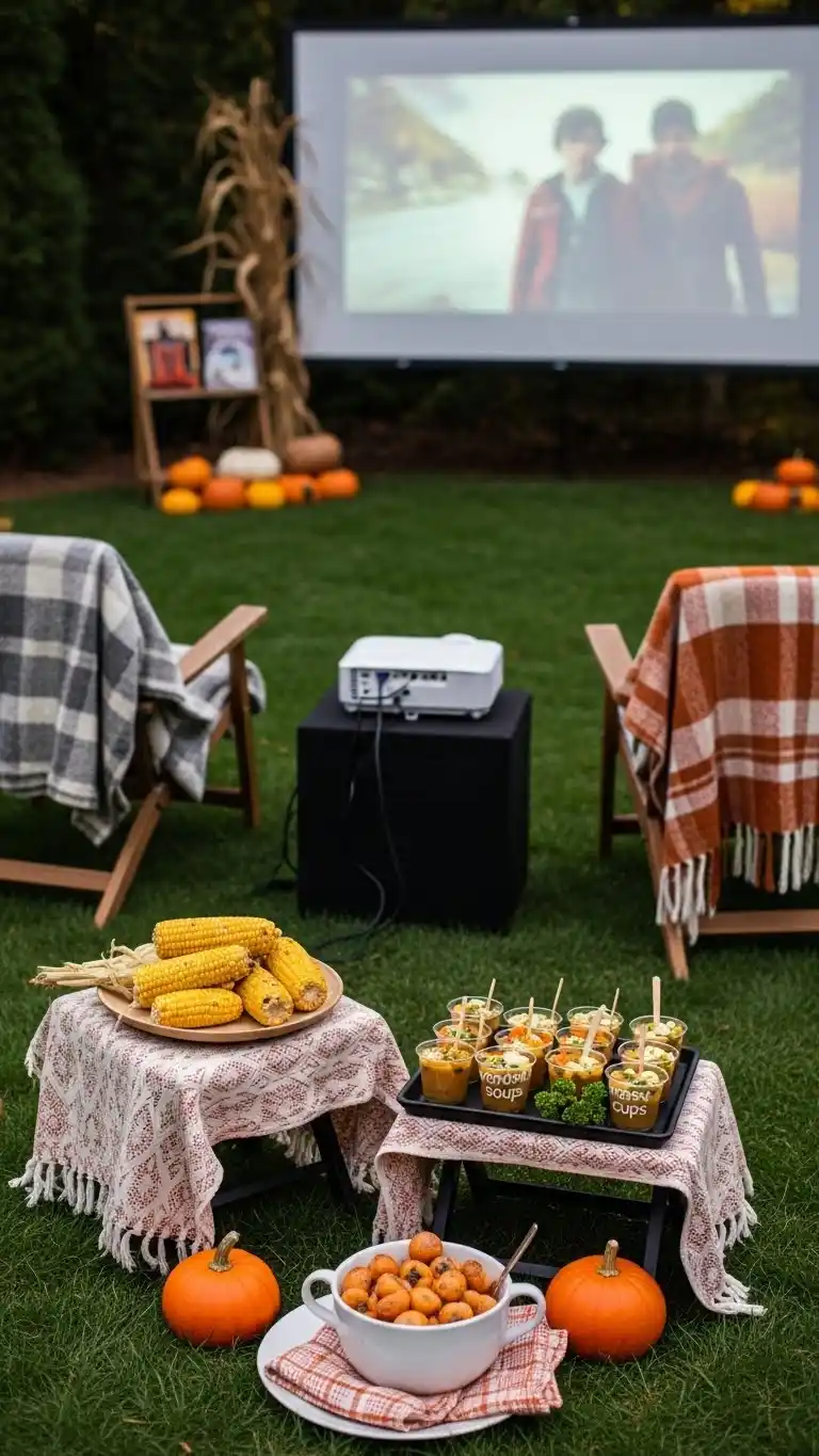 Fall Birthday Party Ideas for Adults That Wow 7 3. Outdoor Movie Night with Fall Comfort Foods