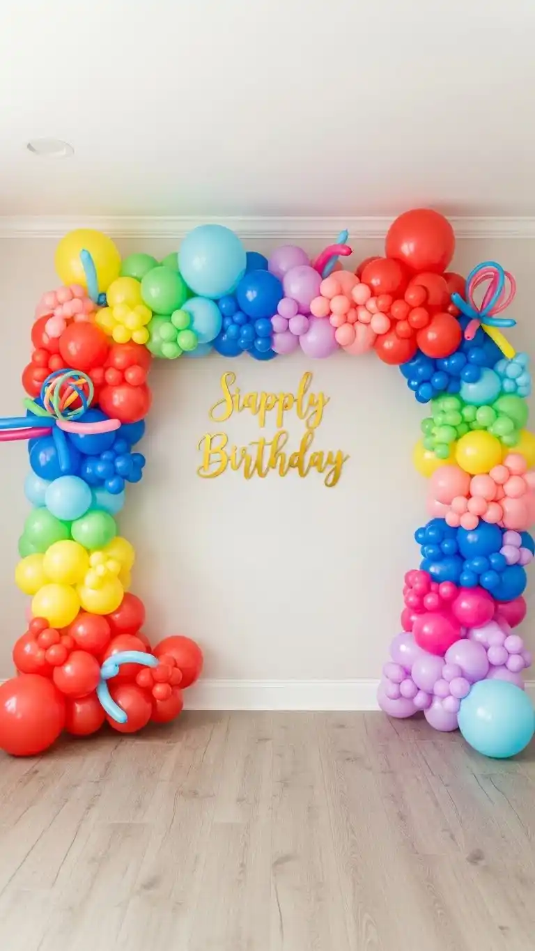 Simple Balloon Decorations for a Chic Celebration 8 4. Balloon Garland for Walls