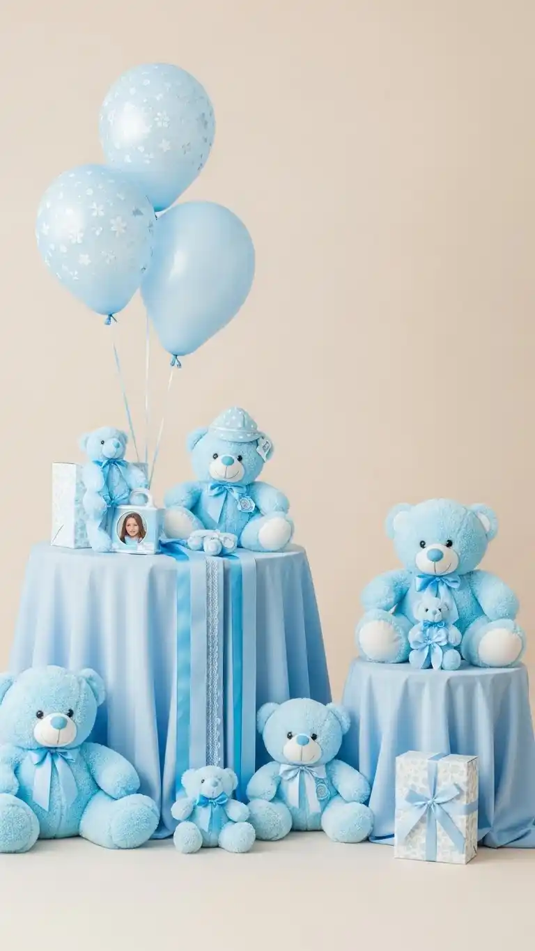 Blue Baby Shower Ideas: 23 Sweet & Stylish Looks 8 4. Blue Teddy Bear Theme