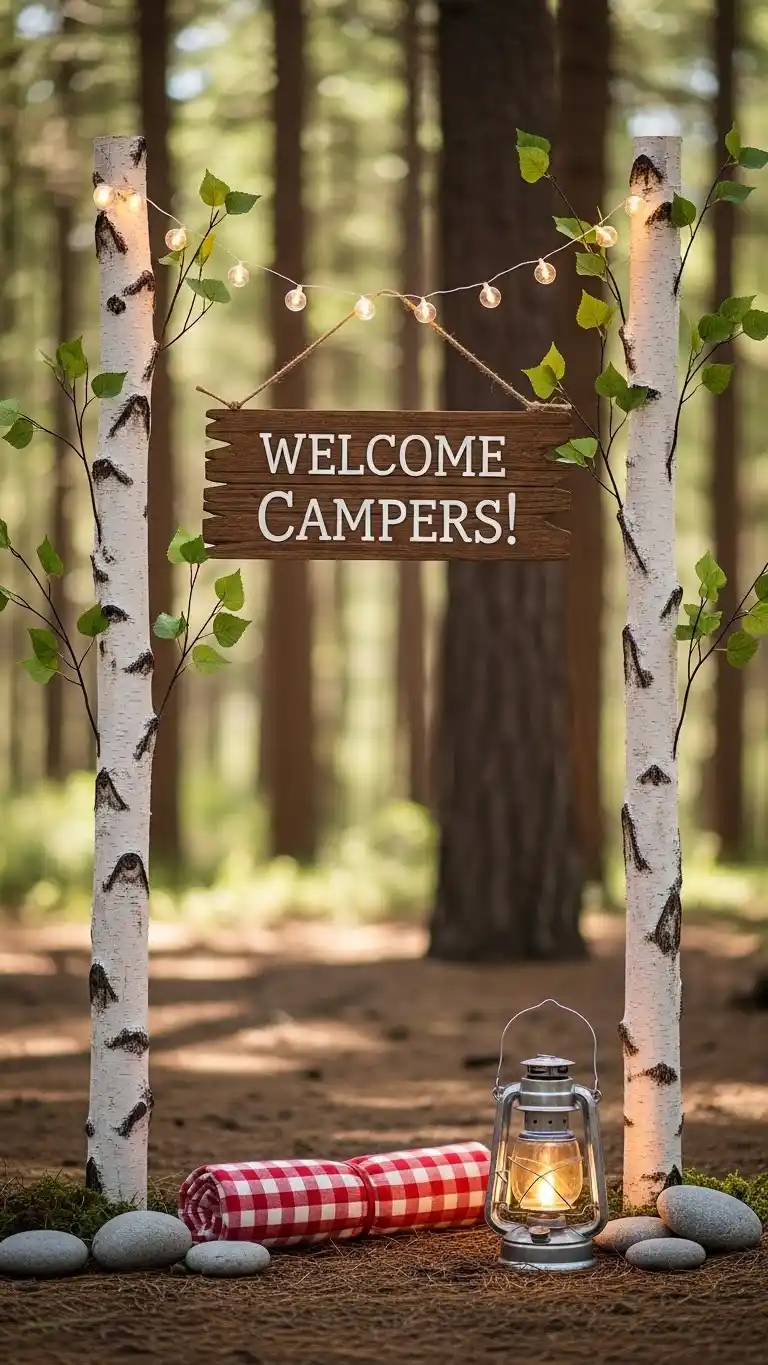 Camping Themed Birthday Party Ideas for Outdoor Fun 8 4. Forest-Themed Welcome Entrance