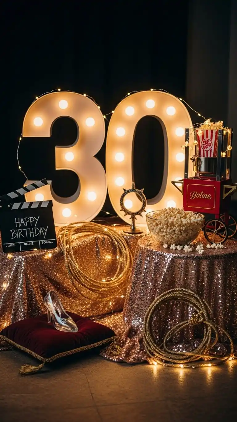 19 Chic & Fun 30th Birthday Party Ideas for Women 8 4. Movie-Themed Night Featuring Her Favorite Films