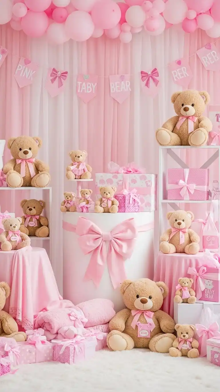 Pink Baby Shower: 25 Stylish Party Inspirations 8 4. Pink Teddy Bear Theme Setup