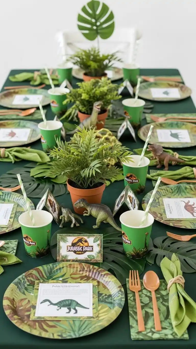 Jurassic Park Party: 21 Fun Ideas to Bring Dinosaurs to Life 8 4. Prehistoric Table Settings
