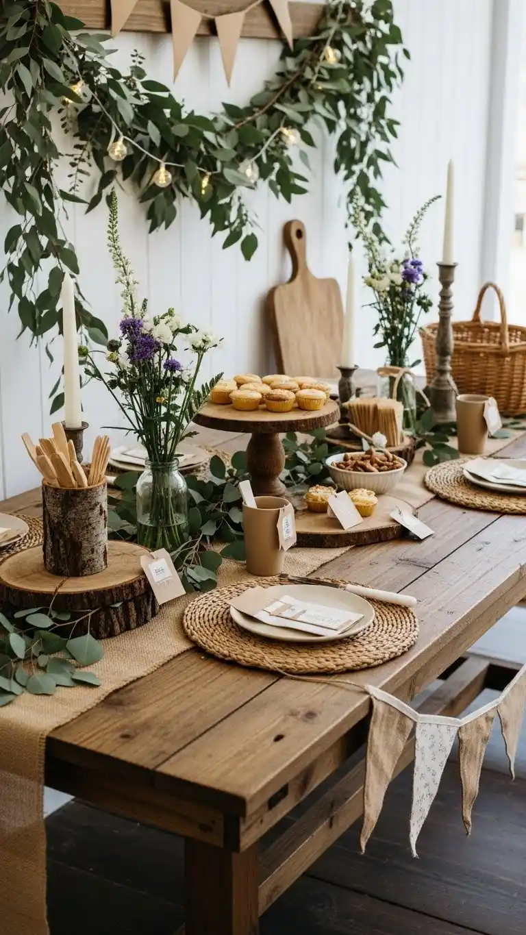 Birthday Table Ideas for a Memorable Celebration 8 4. Rustic Wood Table with Natural Décor