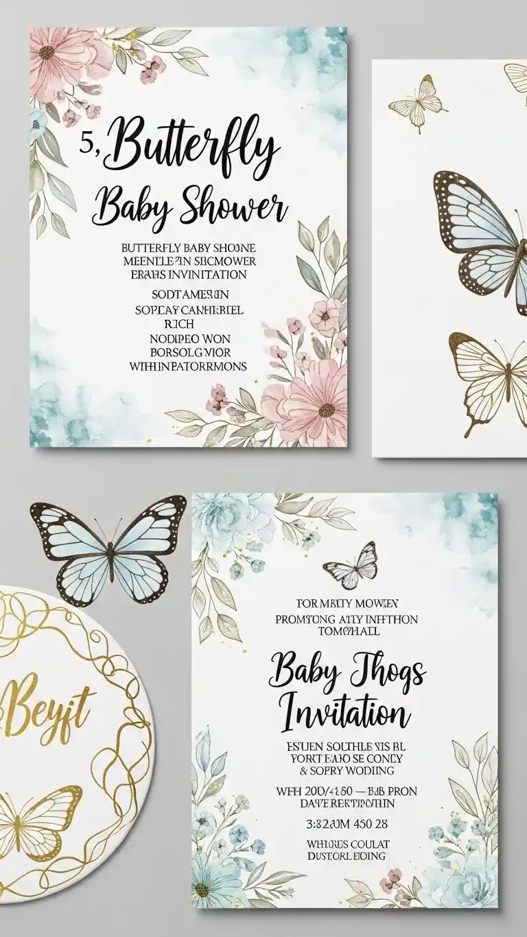 Butterfly Baby Shower Ideas: 21 Sweet & Stylish Looks 9 5. Butterfly Baby Shower Invitations