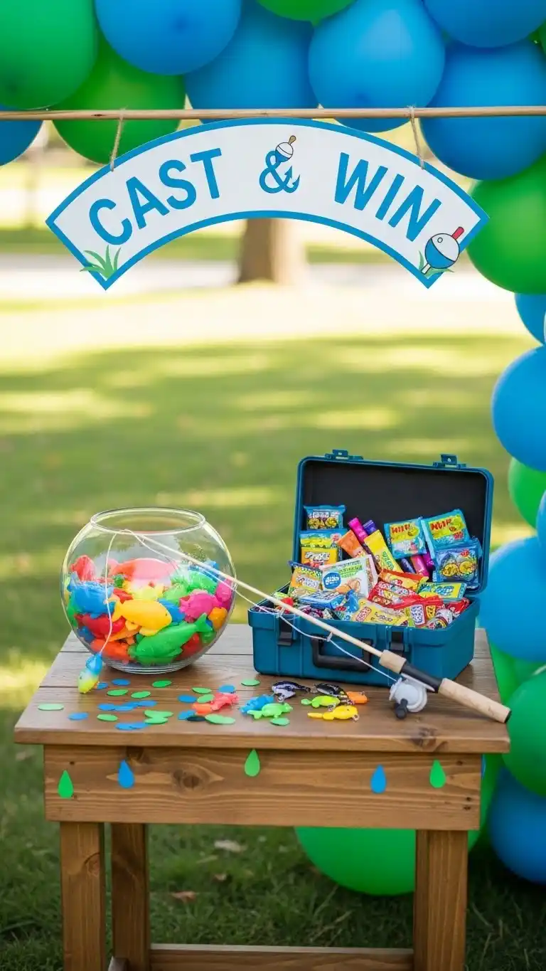 Fishing Birthday Party Ideas for Outdoor Fun 9 5. “Cast and Win” Prize Station