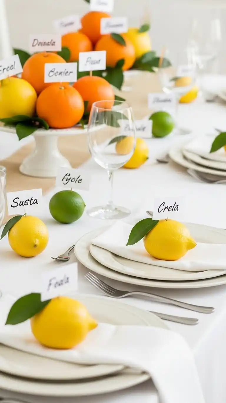 17 Fresh & Fun Citrus Themed Party Inspirations 9 5. Fresh Fruit Place Cards for Personalized Seating