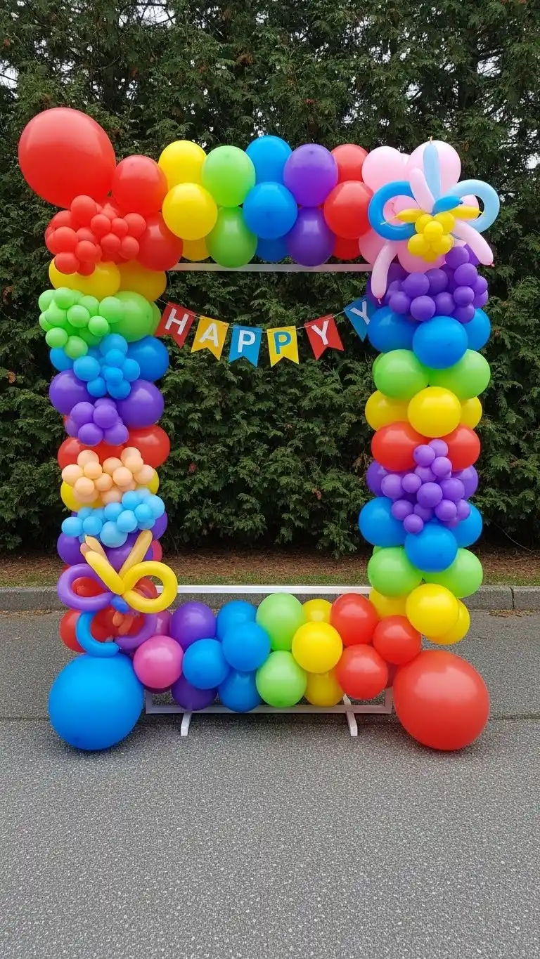 Simple Balloon Decorations for a Chic Celebration 10 6. Balloon Photo Frame Border