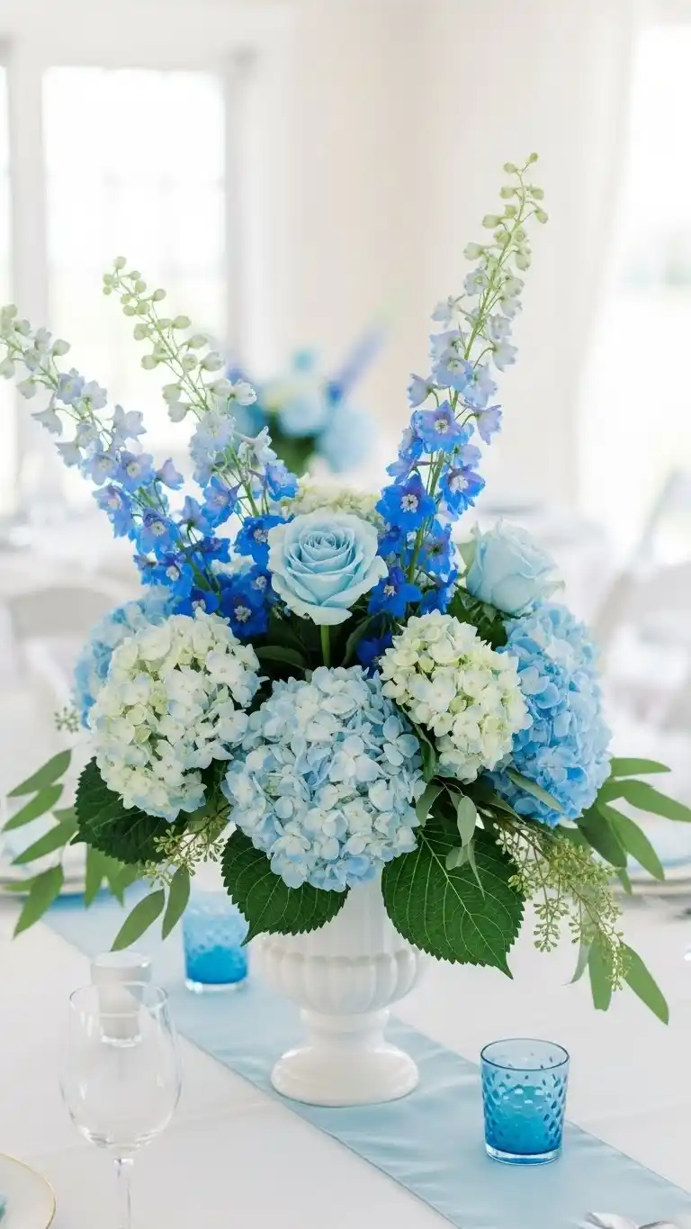 Blue Baby Shower Ideas: 23 Sweet & Stylish Looks 10 6. Blue Floral Centerpieces