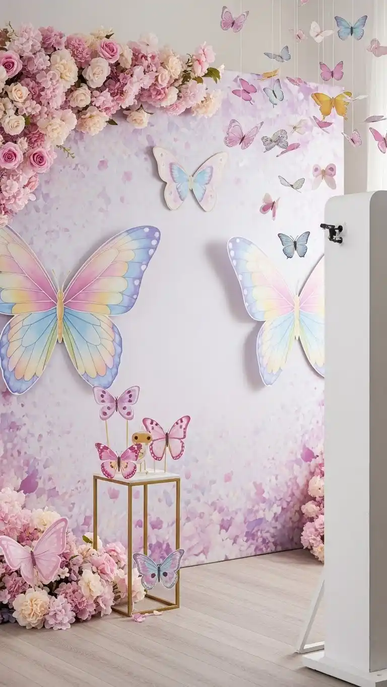 Butterfly Baby Shower Ideas: 21 Sweet & Stylish Looks 10 6. Butterfly Photo Booth Corner