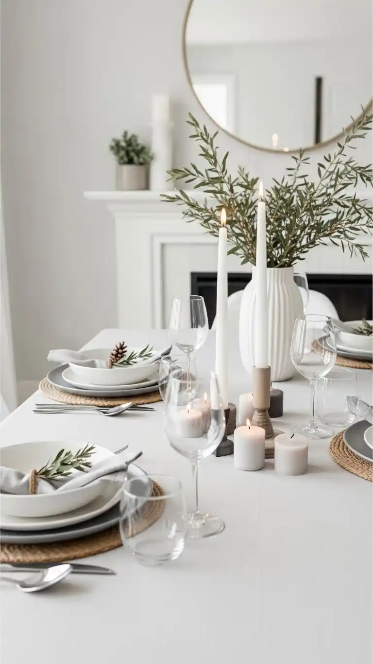 17 Christmas Table Settings for a Warm & Festive Look 10 6. Minimalist Christmas Table Settings for a Clean and Modern Feel