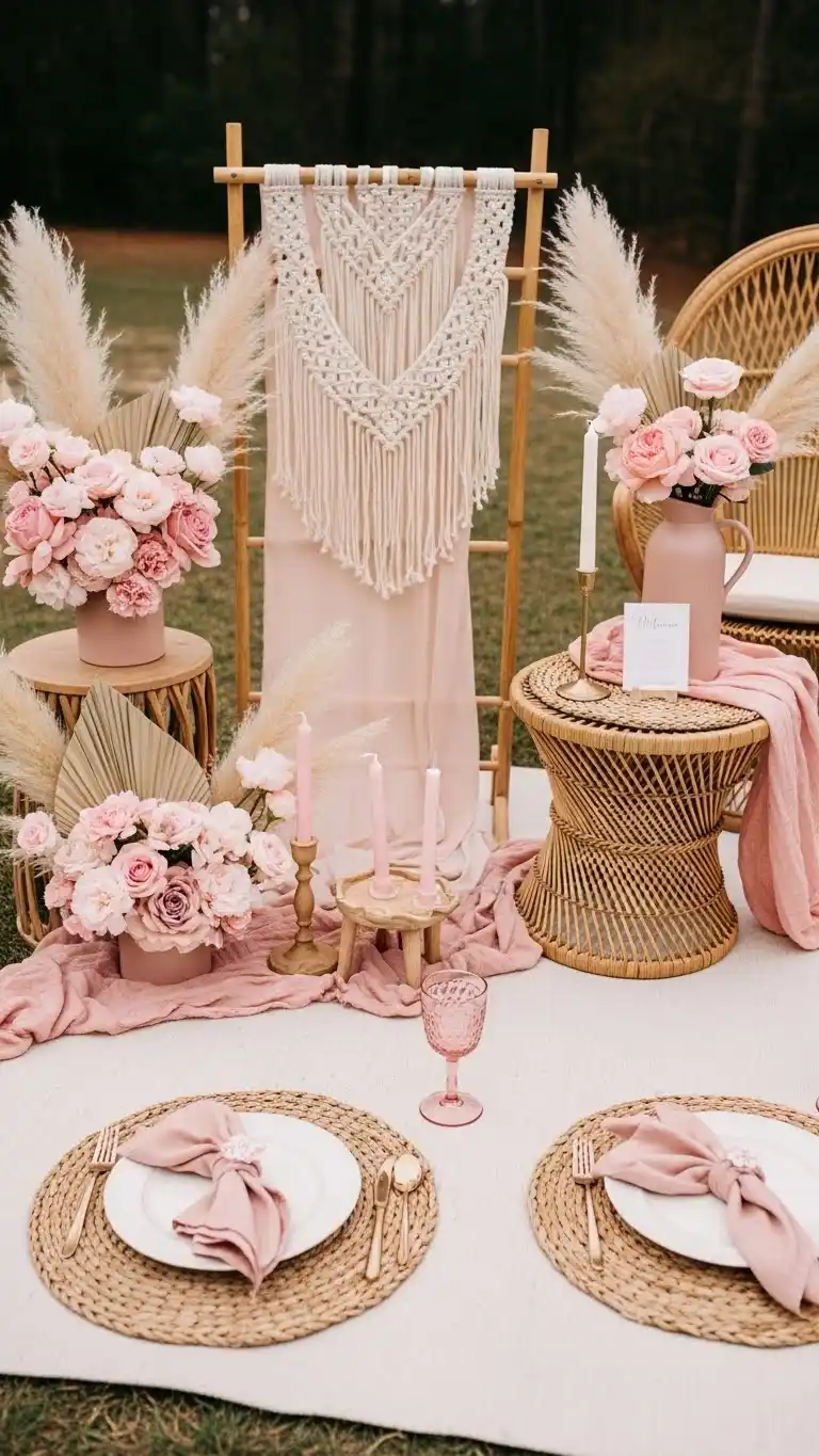 Pink Baby Shower: 25 Stylish Party Inspirations 10 6. Rustic Pink Boho Baby Shower Theme