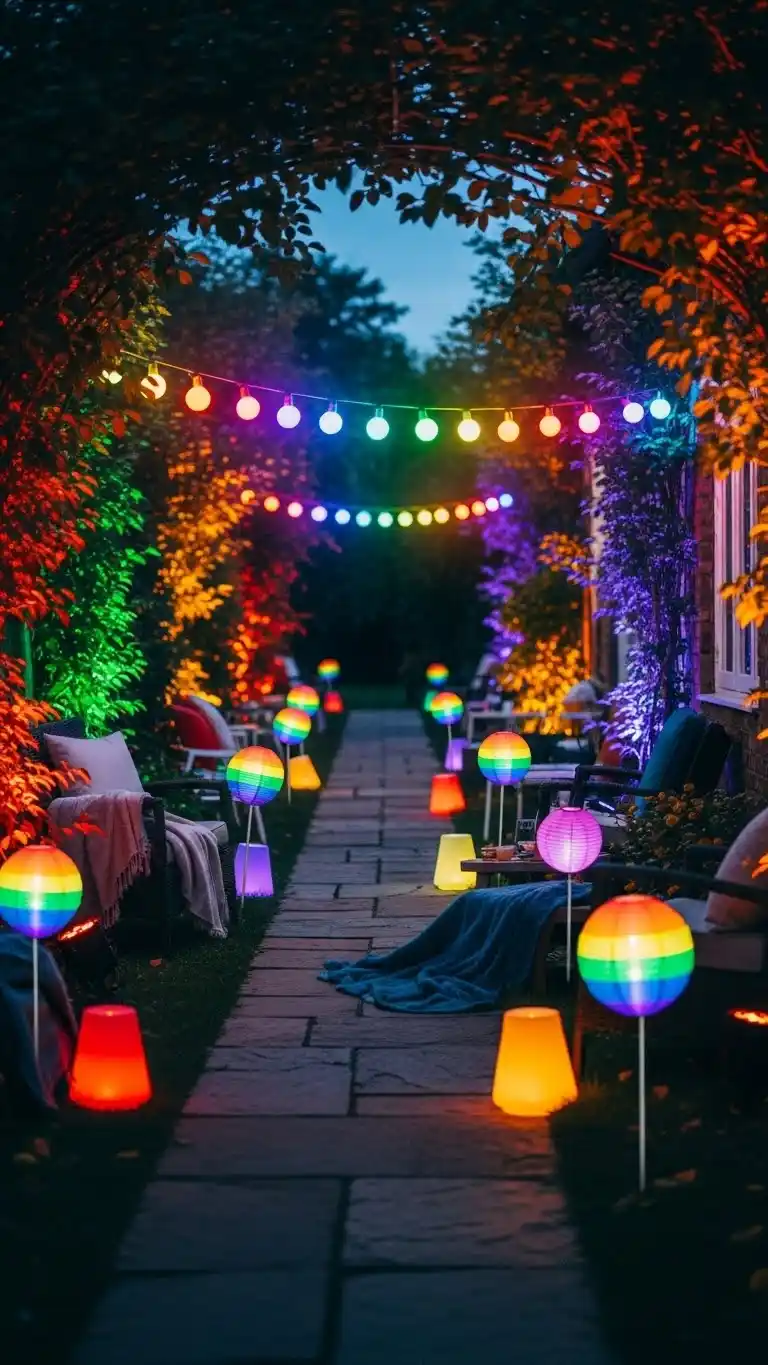 Vibrant & Chic Rainbow Party Ideas for Adults 10 6. Vibrant Garden Glow Party