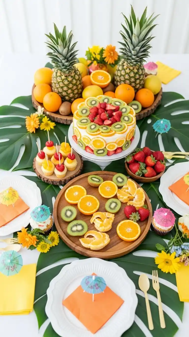 Birthday Table Ideas for a Memorable Celebration 11 7. Tropical Fruit-Inspired Table Styling