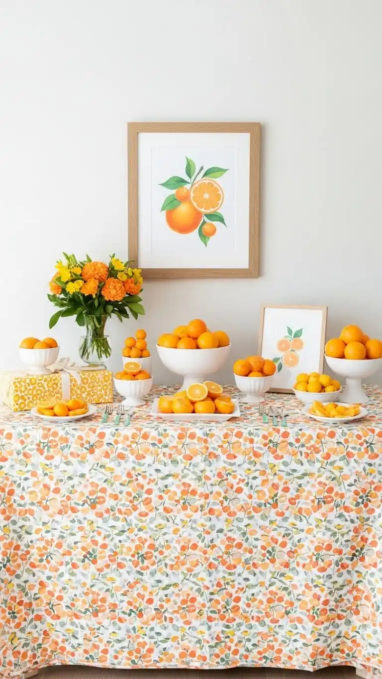 17 Fresh & Fun Citrus Themed Party Inspirations 12 8. Citrus-Decorated Gift Table for Guests