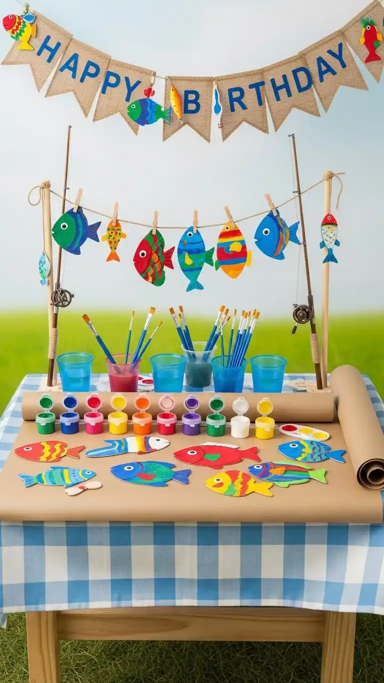 Fishing Birthday Party Ideas for Outdoor Fun 12 8. Fish Craft Painting Corner