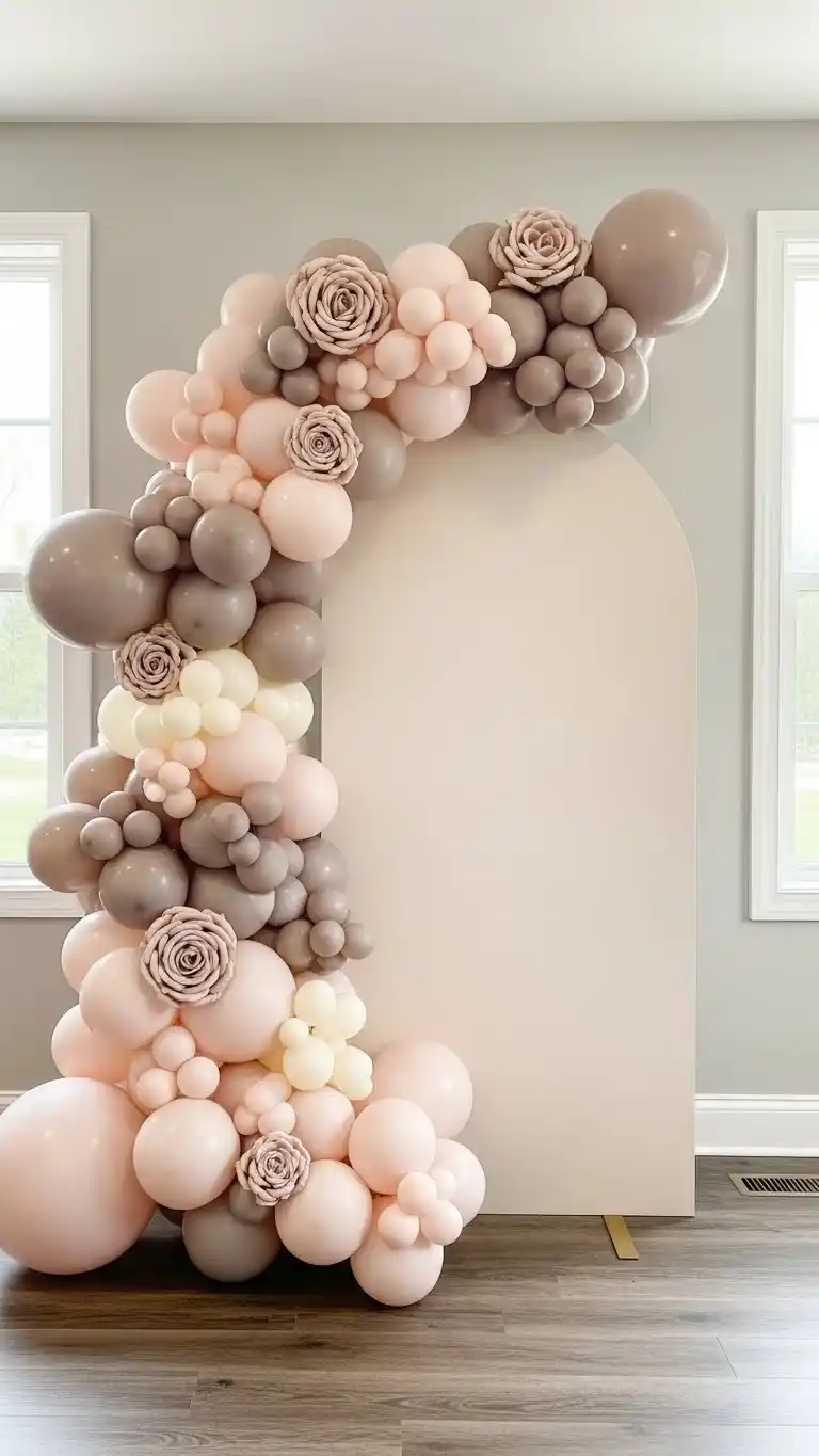 Simple Balloon Decorations for a Chic Celebration 12 8. Organic Balloon Half-Arch