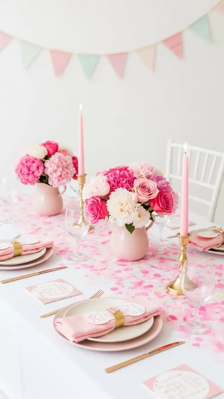 Pink Baby Shower: 25 Stylish Party Inspirations 12 8. Pink Confetti Table Styling
