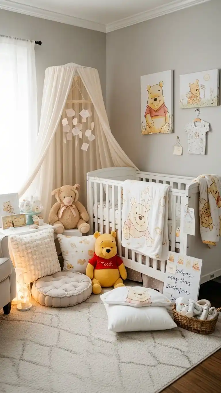 19 Winnie the Pooh Baby Shower Ideas for a Magical Day 12 8. Pooh-Inspired Nursery Decor Preview