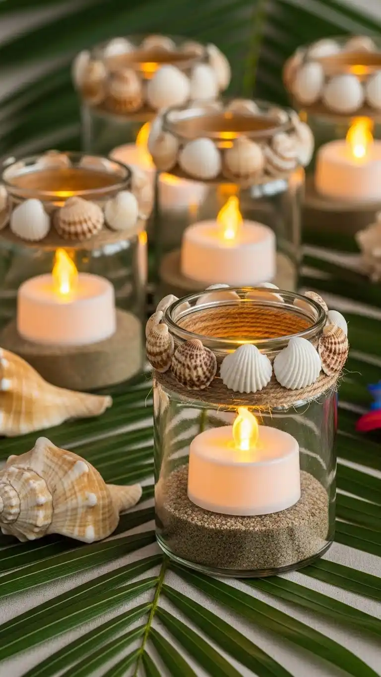 Planning a Luau? 21 DIY Luau Party Ideas That Feel Truly Tropical 12 8. Seashell Candle Holders