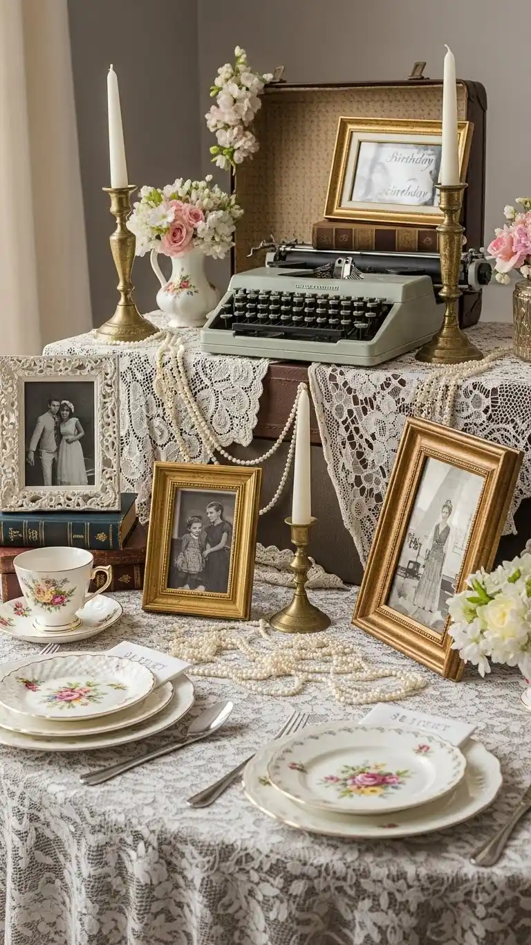 Birthday Table Ideas for a Memorable Celebration 12 8. Vintage Frame Display Table