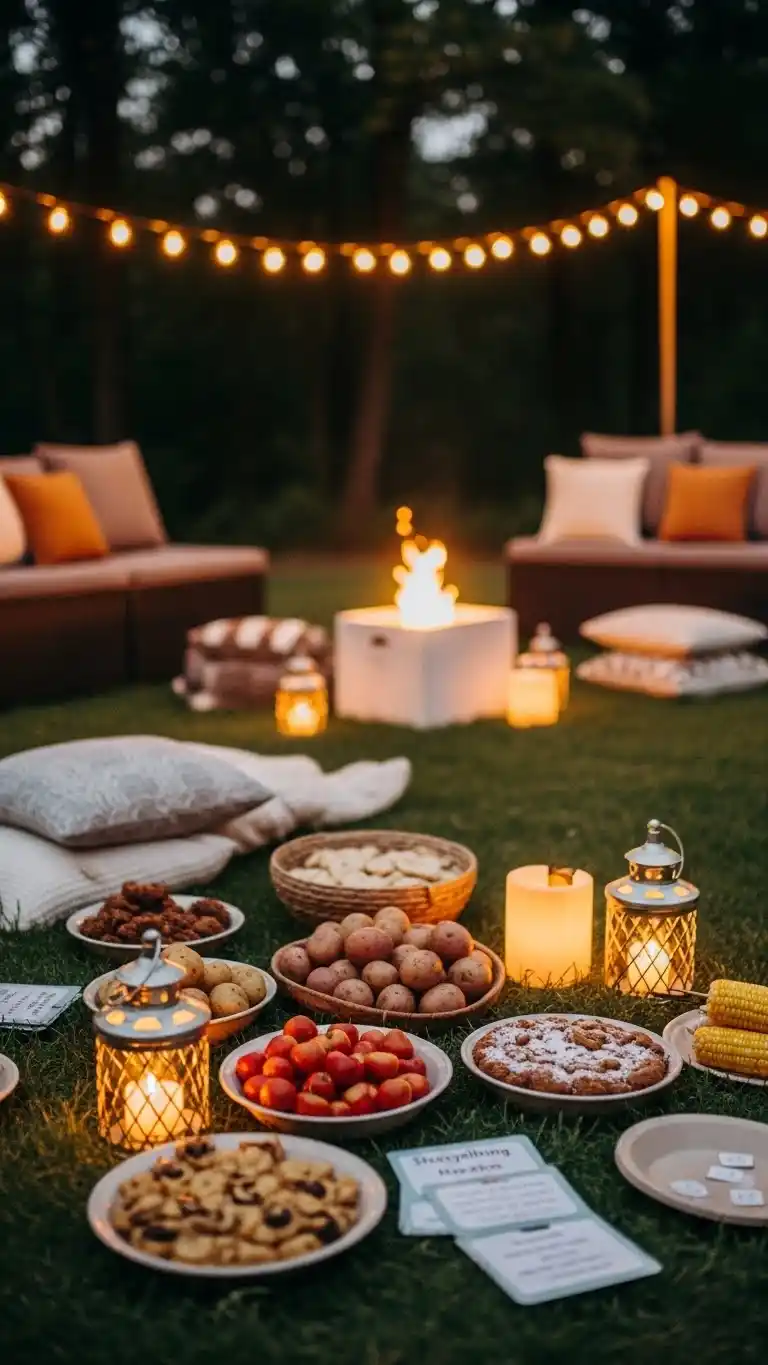 27 Creative Summer Birthday Party Ideas for Adults 13 9. Campfire-Inspired Cozy Night Party