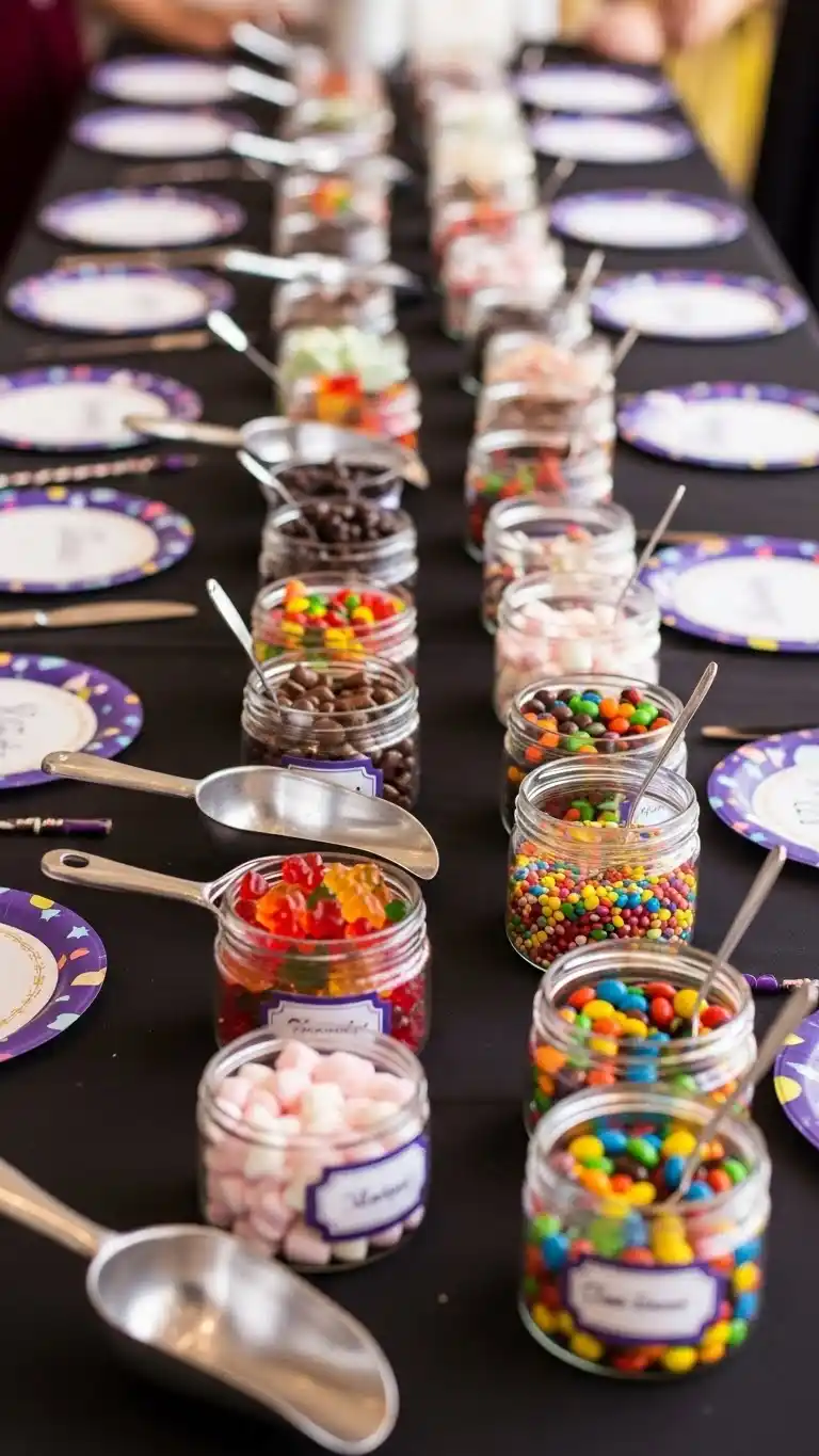 Fun & Colorful Willy Wonka Birthday Party Ideas 13 9. Candy Mix-and-Match Craft Bar