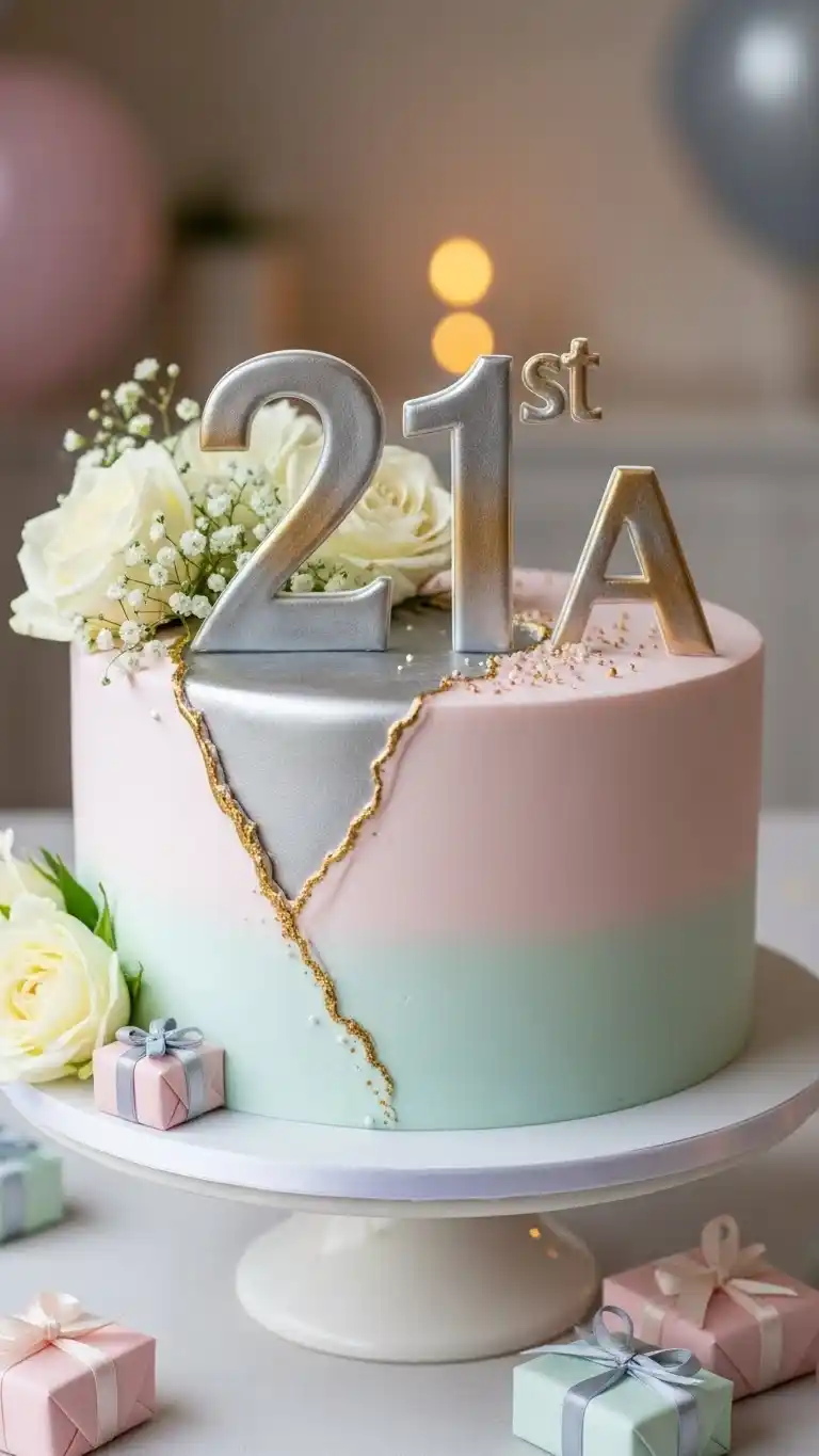 21st Birthday Party Cakes: 25 Fun & Stylish Ideas 13 9. Custom Name-Initial Cake for a Personalized 21st Birthday