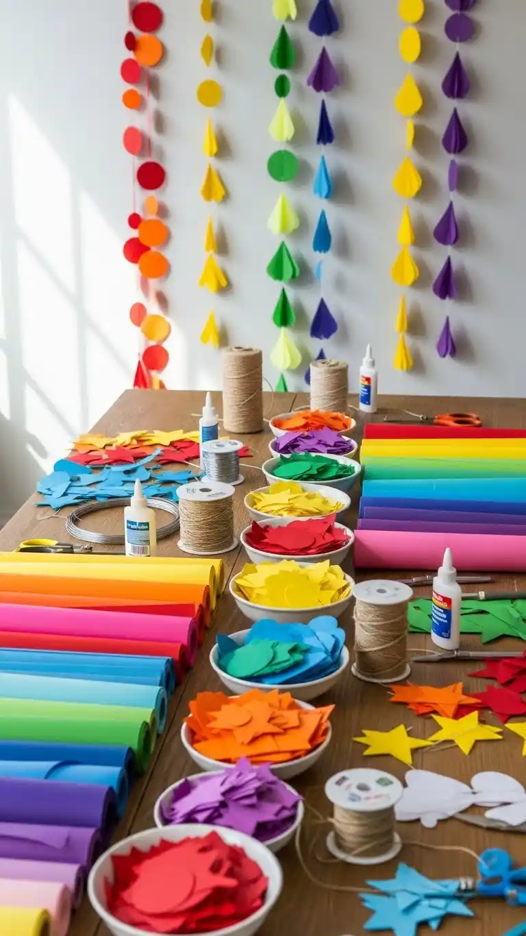 Vibrant & Chic Rainbow Party Ideas for Adults 13 9. Rainbow DIY Garland Workshop