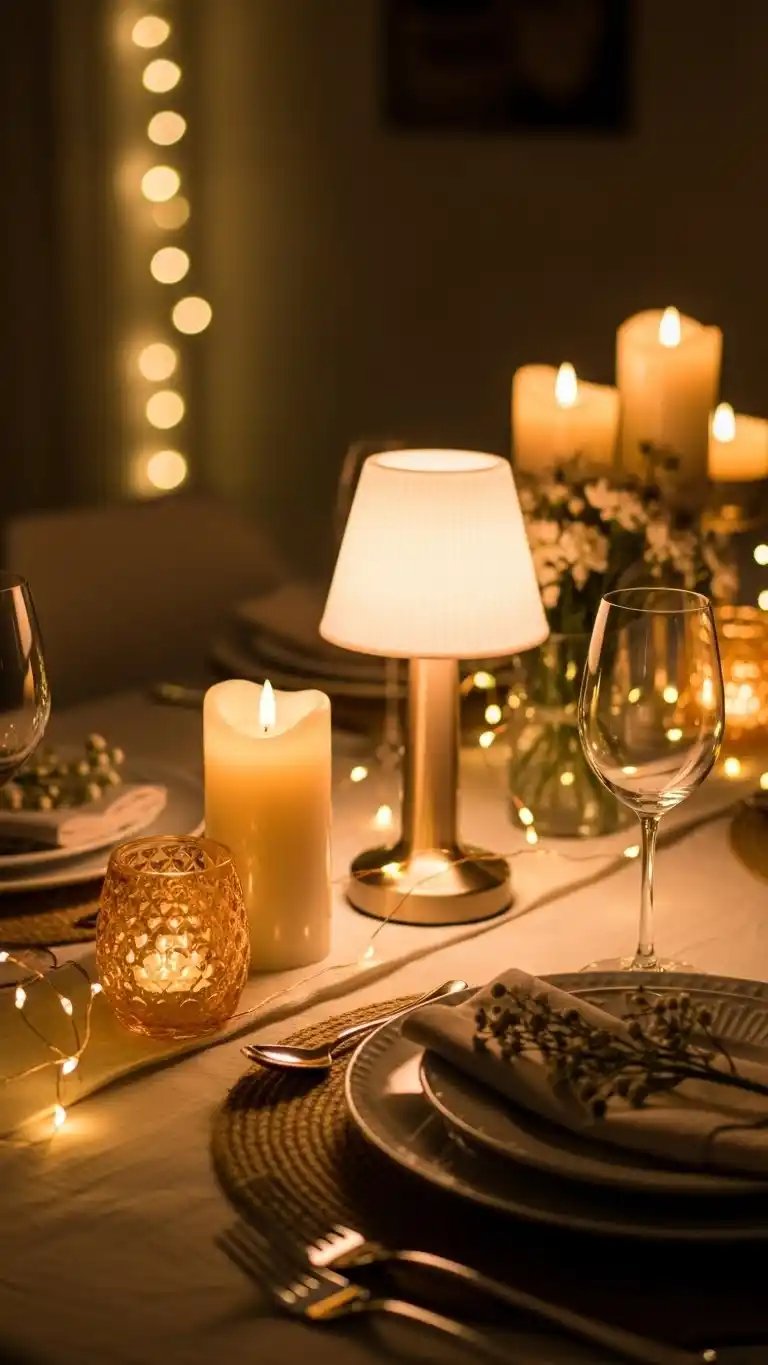 Mothers Day Table Settings Ideas You’ll Love 13 9. Soft Candle-Free Lighting for a Warm, Gentle Glow