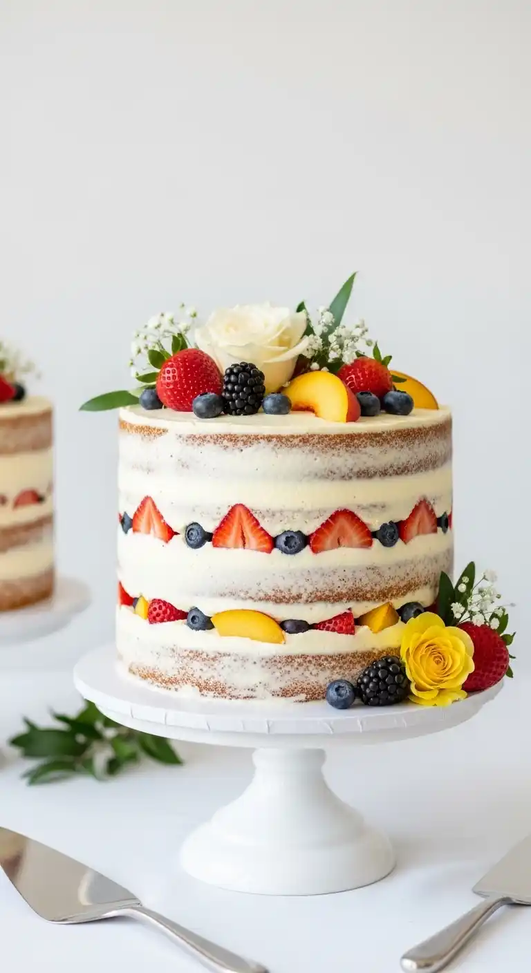 Bridal Shower Cake Ideas: 15 Sweet Inspirations 14 10. Fruit-Filled Semi-Naked Cake
