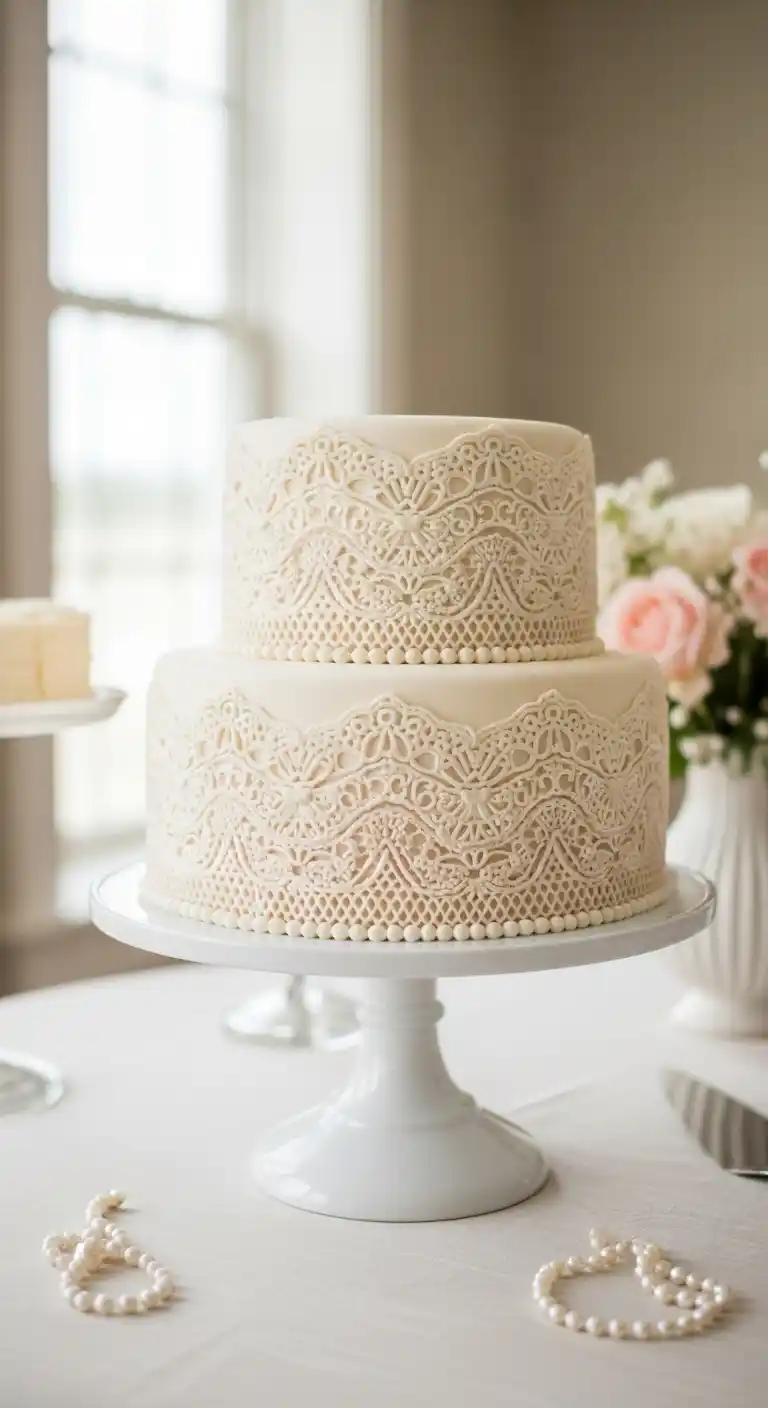 Bridal Shower Cake Ideas: 15 Sweet Inspirations 15 11. Vintage Lace Cake