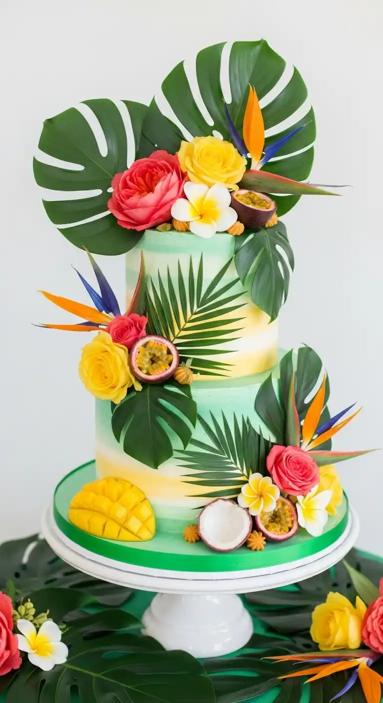 Bridal Shower Cake Ideas: 15 Sweet Inspirations 16 12. Tropical Floral Cake