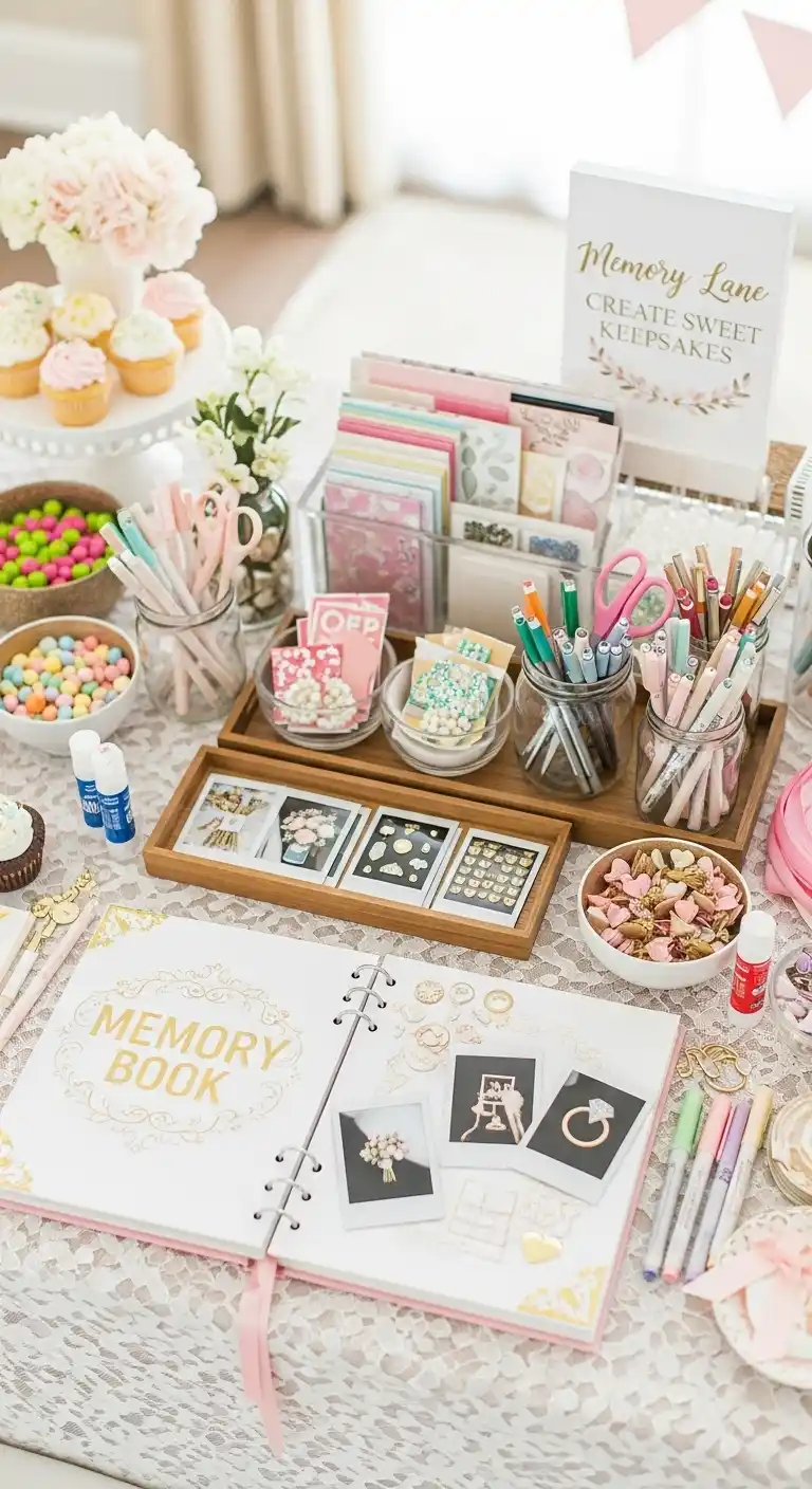 Top Fun Bridal Shower Party Ideas to Try This Year 17 13. DIY Scrapbooking Station