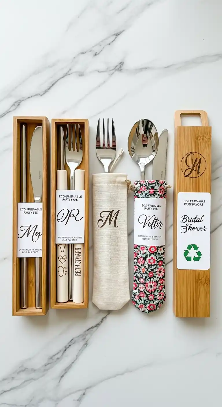 15 Cute Bridal Shower Party Favors to Try 18 14. Eco-Friendly Reusable Straws or Utensil Sets