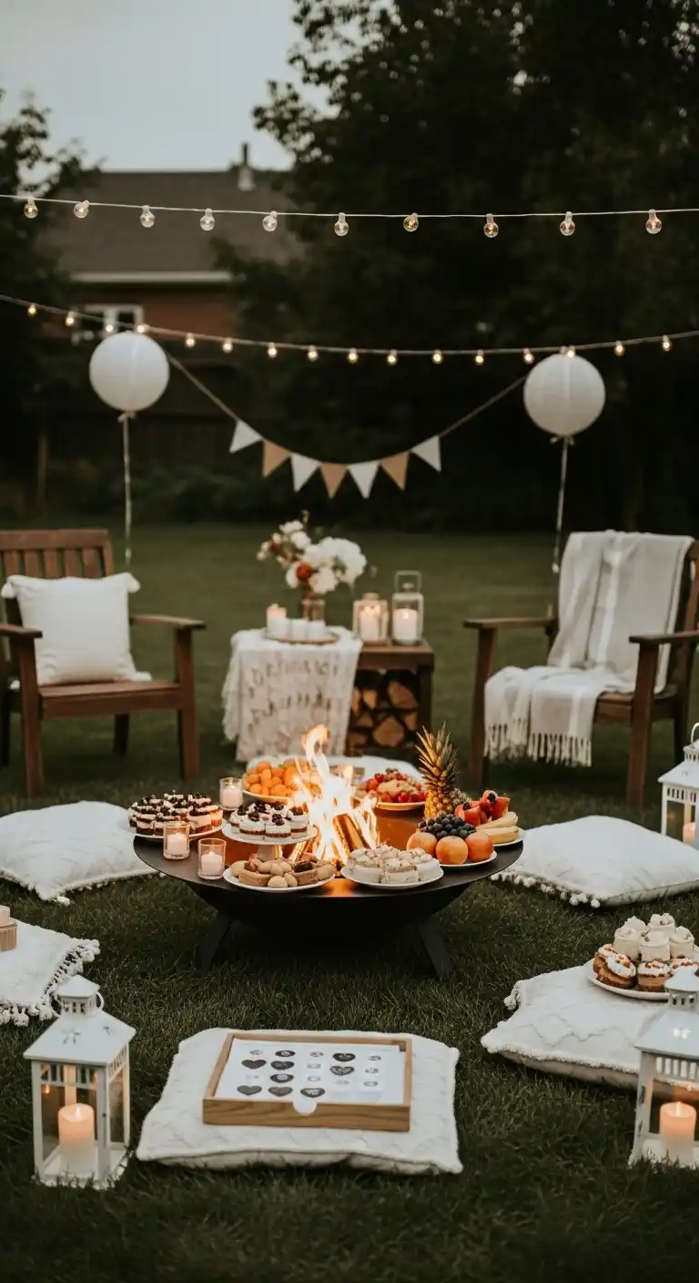 Outdoor Engagement Party Ideas for Every Style 19 15. Backyard Bonfire Gathering