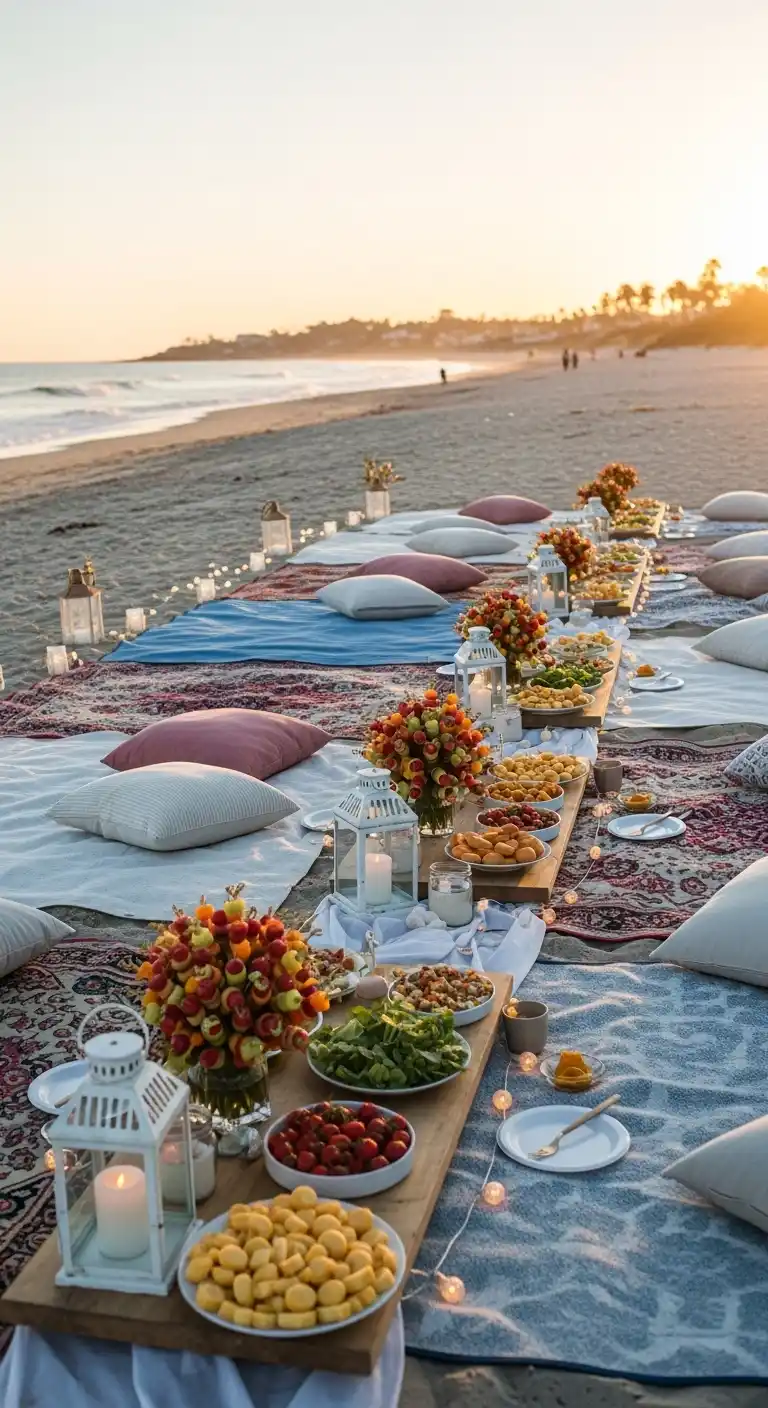 Outdoor Engagement Party Ideas for Every Style 6 2. Sunset Beach Celebration