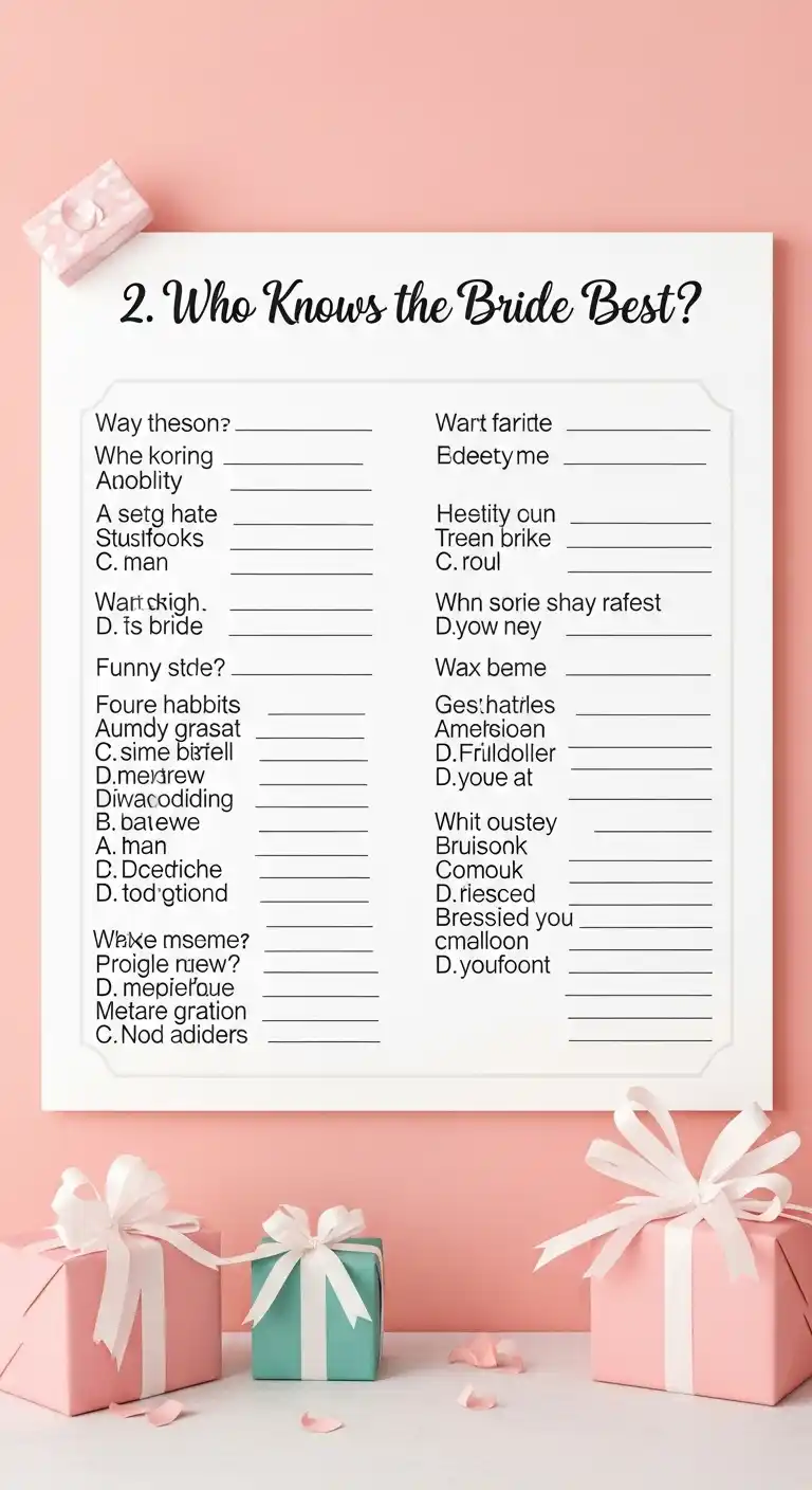 15 Fun Bridal Shower Games to Try This Year 6 2. Who Knows the Bride Best?