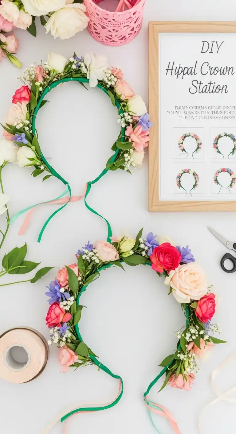 Top Fun Bridal Shower Party Ideas to Try This Year 7 3. DIY Floral Crown Station