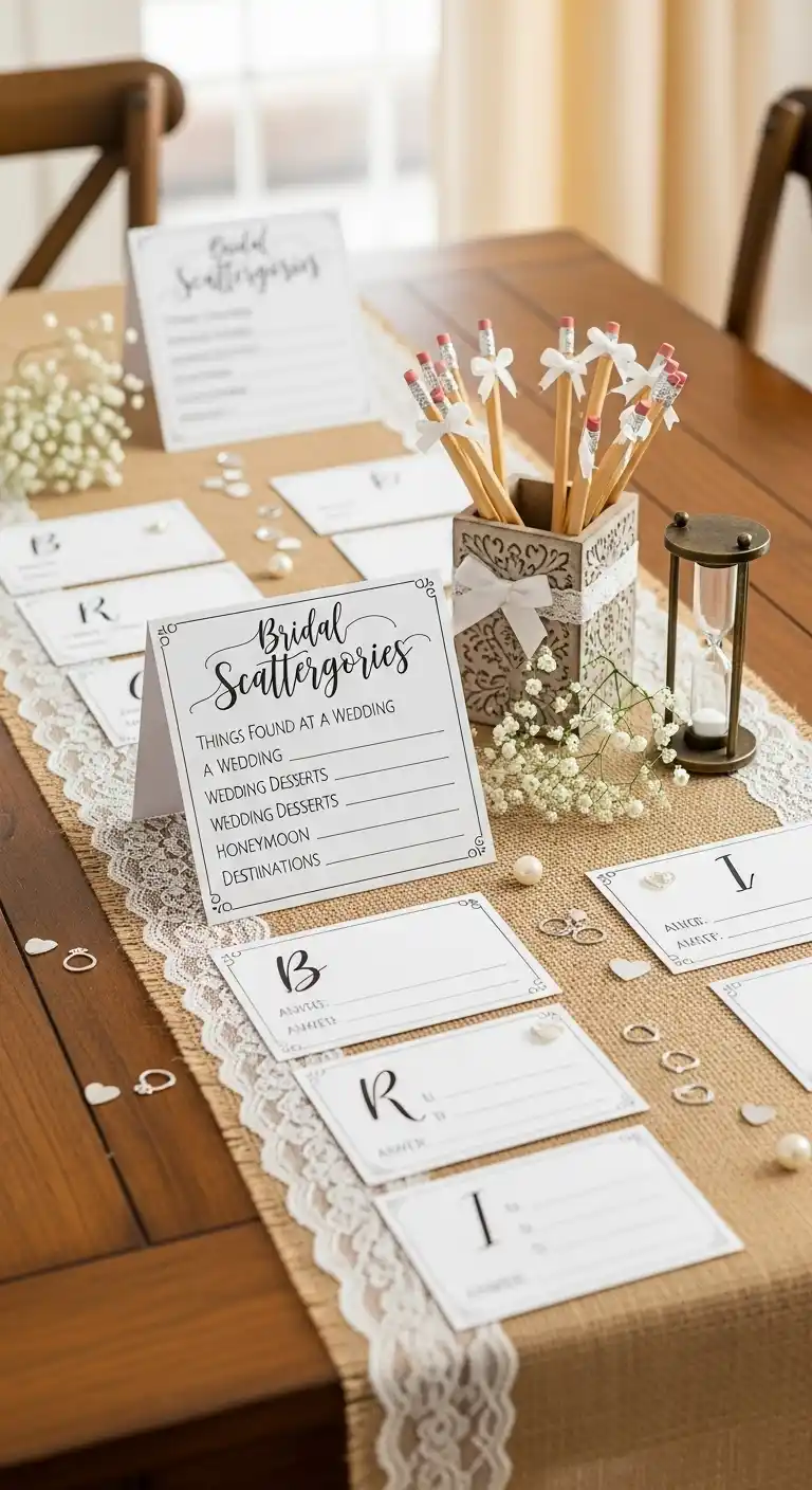 15 Fun Bridal Shower Games to Try This Year 8 4. Bridal Scattergories – Creativity and Quick Thinking