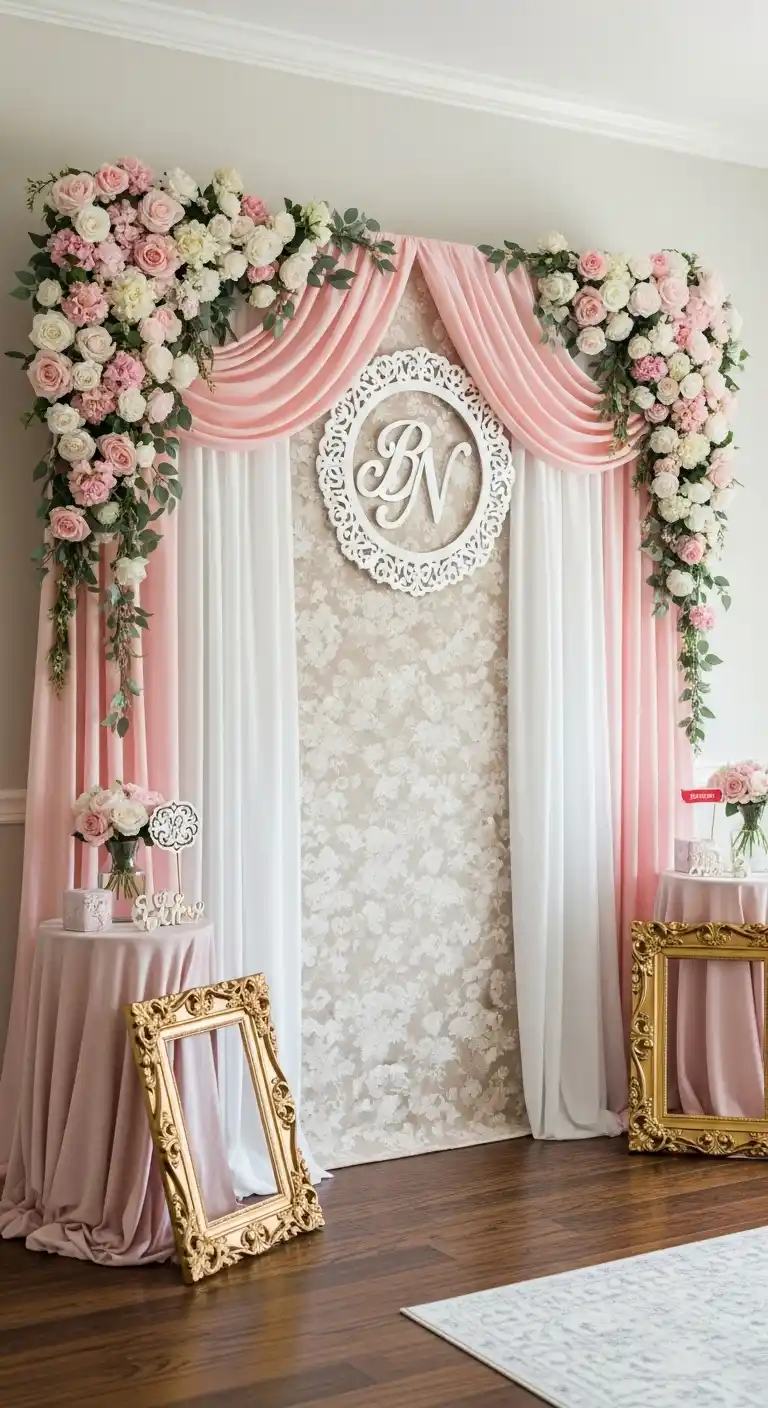 Bridal Shower Decorations That Wow Your Guests 8 4. Personalized Photo Backdrops