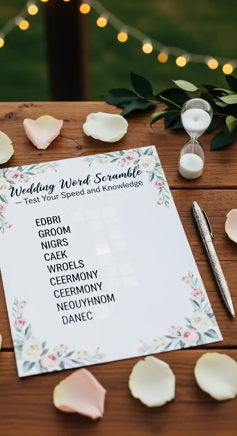 15 Fun Bridal Shower Games to Try This Year 9 5. Wedding Word Scramble – Test Your Speed and Knowledge