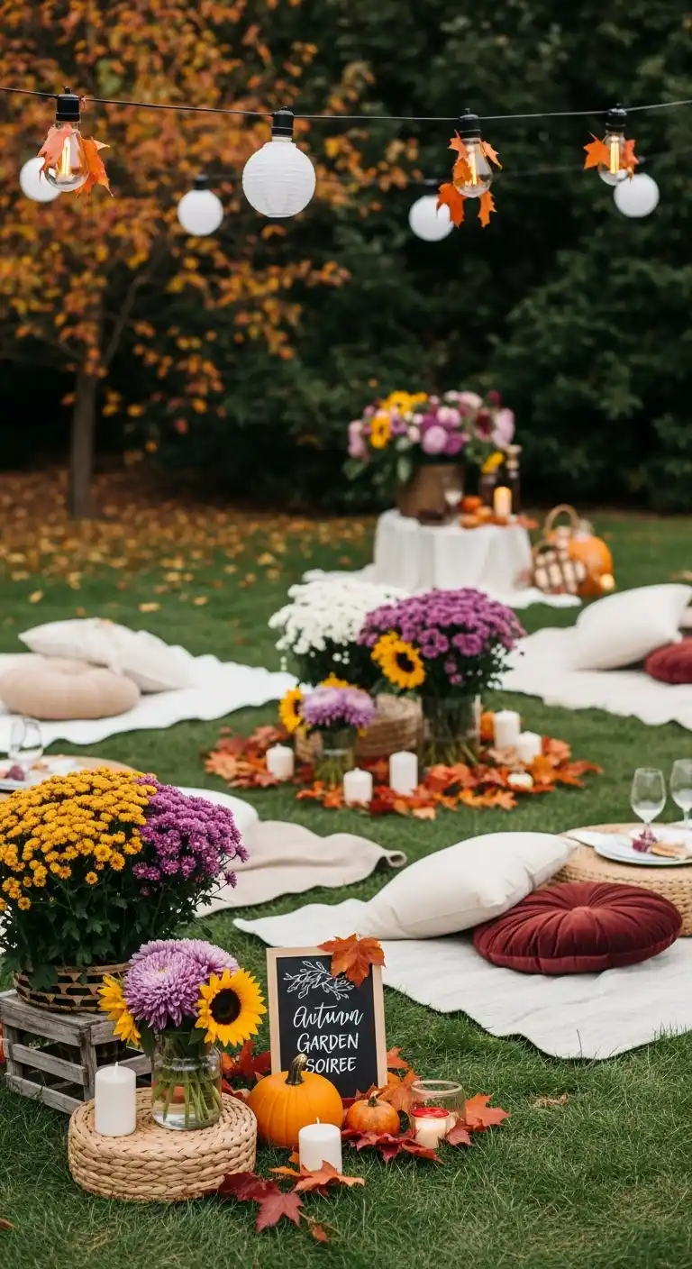 15 Creative Fall Engagement Party Ideas to Try 10 6. Autumn Garden Soirée