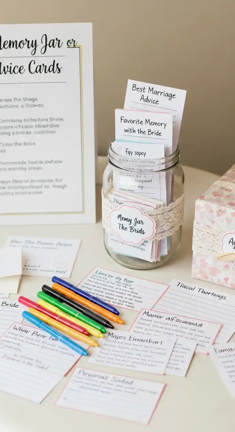 Top Fun Bridal Shower Party Ideas to Try This Year 10 6. Memory Jar or Advice Cards