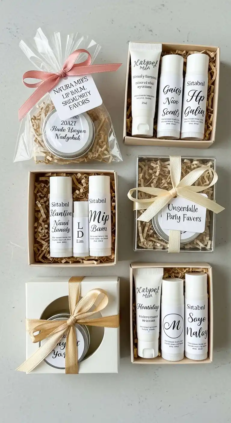 15 Cute Bridal Shower Party Favors to Try 10 6. Personalized Lip Balms or Skincare Sets