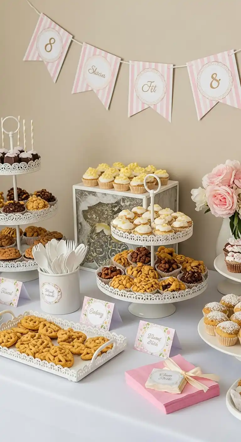 Bridal Shower Decorations That Wow Your Guests 12 8. Dessert and Snack Table Presentation