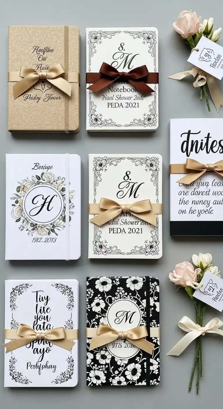 15 Cute Bridal Shower Party Favors to Try 12 8. Personalized Notebooks or Journals