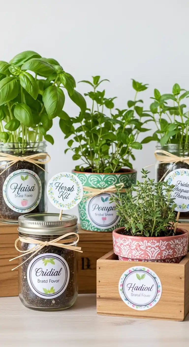 15 Cute Bridal Shower Party Favors to Try 13 9. Mini Potted Herb Kits