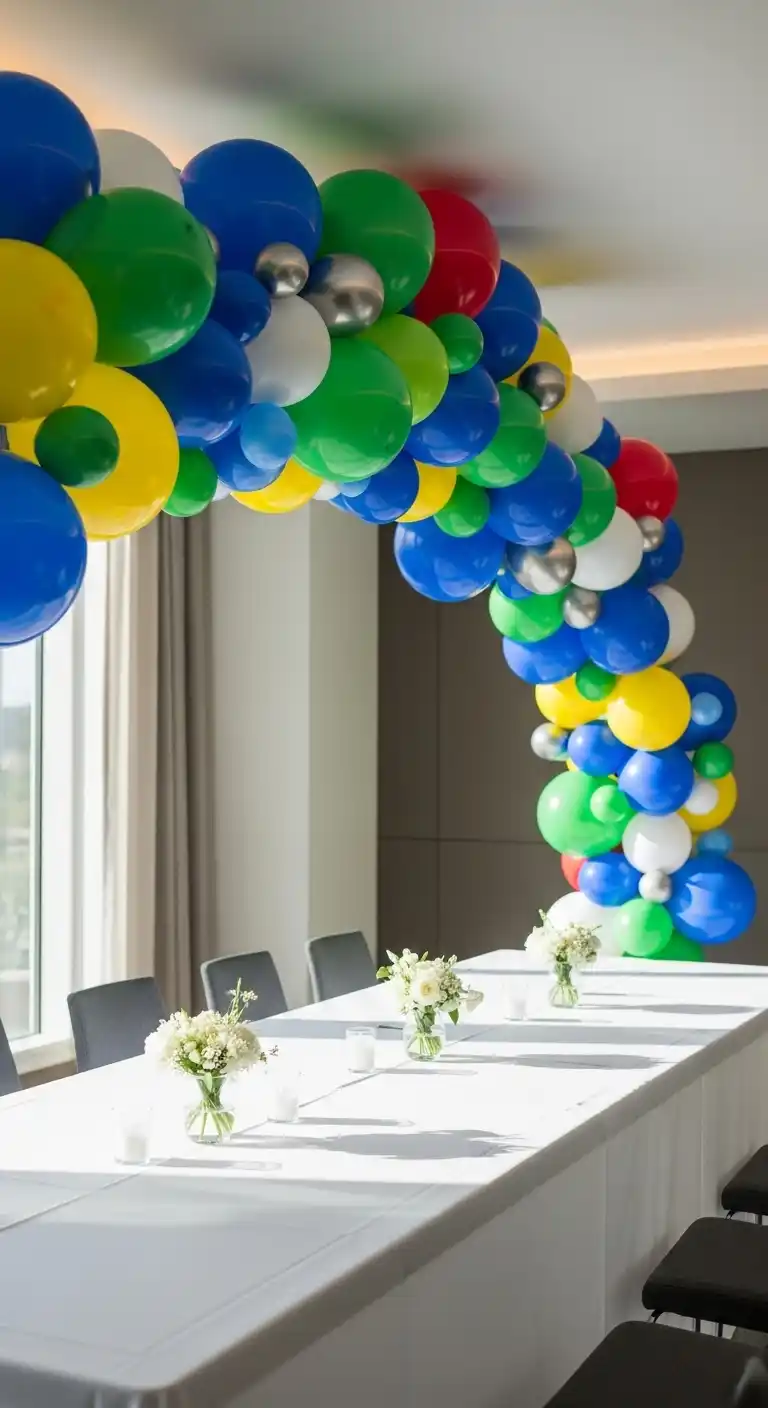 Birthday Party Table Decorations: 19 Fun Ideas 5 1. Balloon Garlands Above the Table